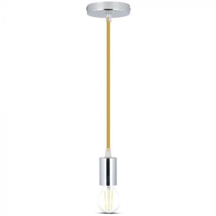 Ανάρτηση με ροζέτα και ντουί 1xE27/60W/230V καφέ/γυαλιστερό χρώμιο