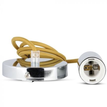 Ανάρτηση με ροζέτα και ντουί 1xE27/60W/230V καφέ/γυαλιστερό χρώμιο