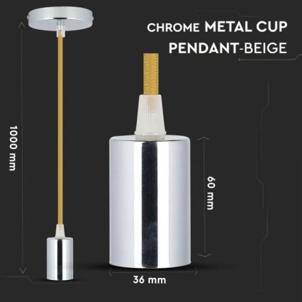 Ανάρτηση με ροζέτα και ντουί 1xE27/60W/230V καφέ/γυαλιστερό χρώμιο