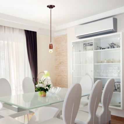 Ανάρτηση με ροζέτα και ντουί 1xE27/60W/230V καφέ/πορσελάνη