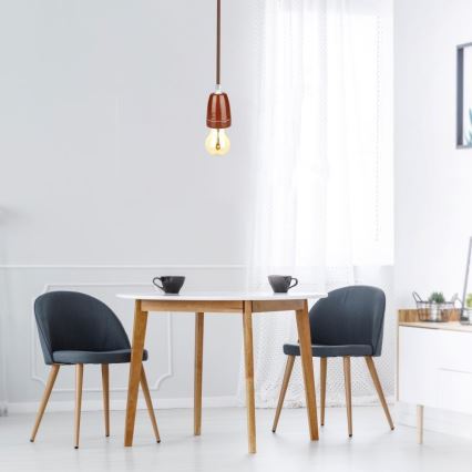 Ανάρτηση με ροζέτα και ντουί 1xE27/60W/230V καφέ/πορσελάνη