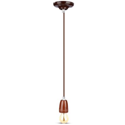 Ανάρτηση με ροζέτα και ντουί 1xE27/60W/230V καφέ/πορσελάνη