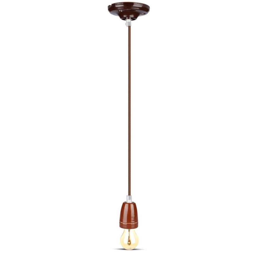Ανάρτηση με ροζέτα και ντουί 1xE27/60W/230V καφέ/πορσελάνη
