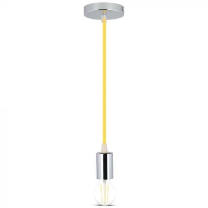 Ανάρτηση με ροζέτα και ντουί 1xE27/60W/230V κίτρινο/γυαλιστερό χρώμιο