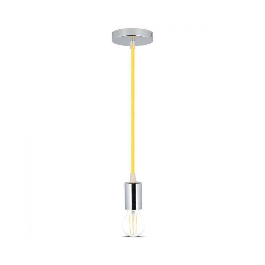 Ανάρτηση με ροζέτα και ντουί 1xE27/60W/230V κίτρινο/γυαλιστερό χρώμιο