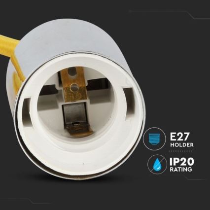 Ανάρτηση με ροζέτα και ντουί 1xE27/60W/230V κίτρινο/γυαλιστερό χρώμιο