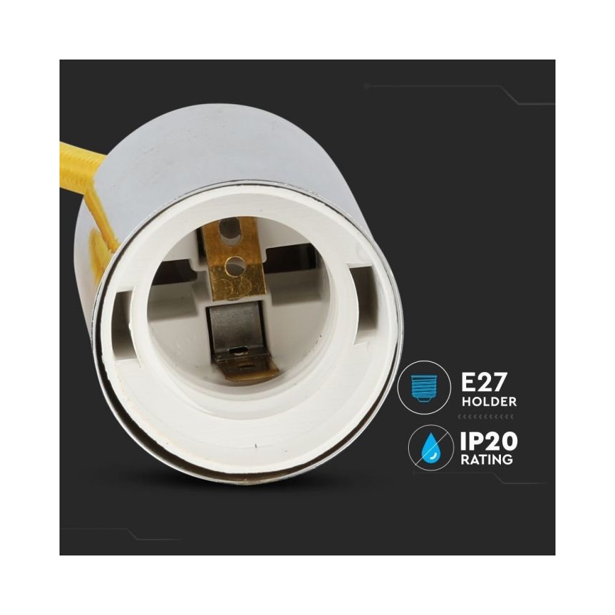 Ανάρτηση με ροζέτα και ντουί 1xE27/60W/230V κίτρινο/γυαλιστερό χρώμιο