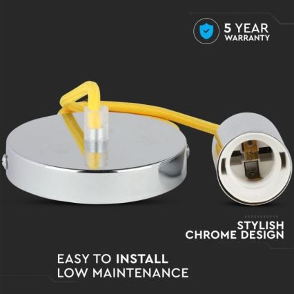 Ανάρτηση με ροζέτα και ντουί 1xE27/60W/230V κίτρινο/γυαλιστερό χρώμιο