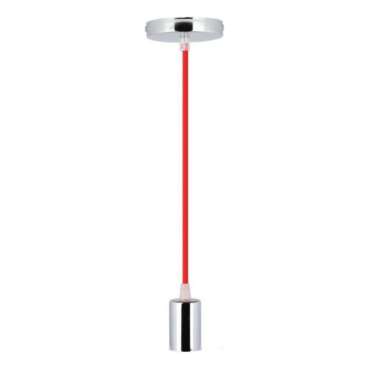 Ανάρτηση με ροζέτα και ντουί 1xE27/60W/230V κόκκινο/γυαλιστερό χρώμιο