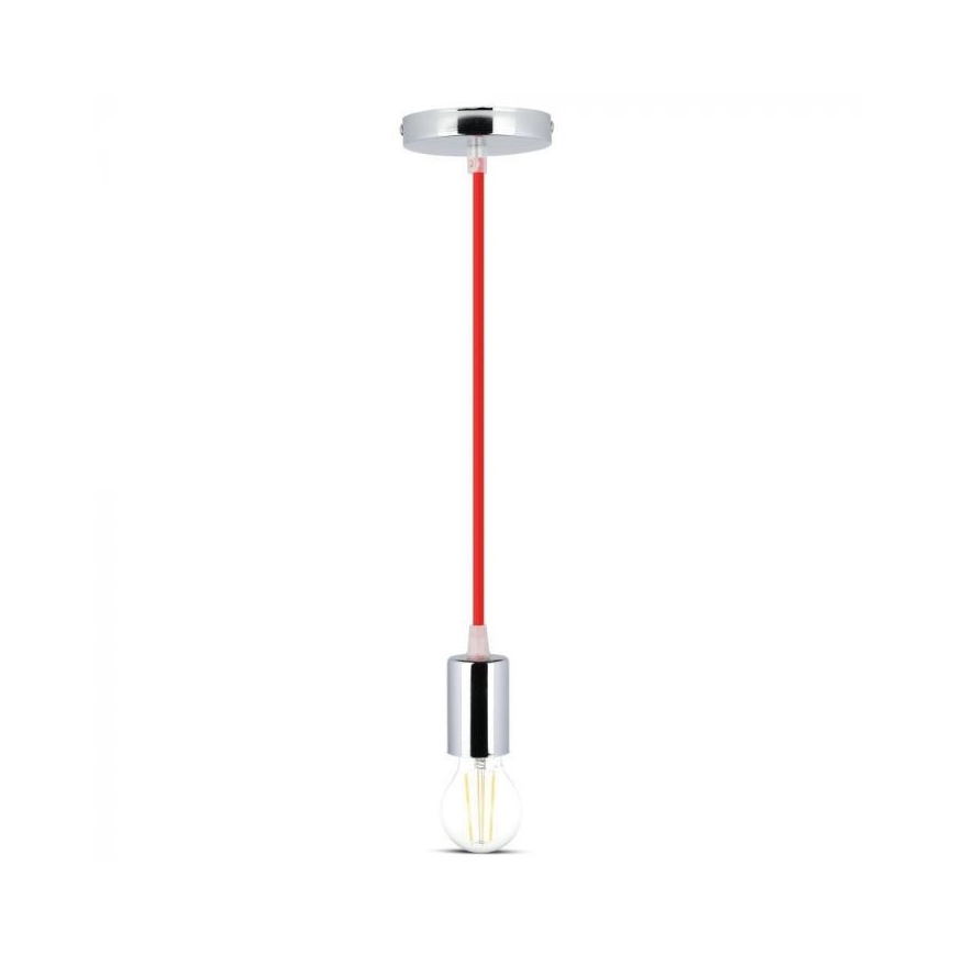 Ανάρτηση με ροζέτα και ντουί 1xE27/60W/230V κόκκινο/γυαλιστερό χρώμιο