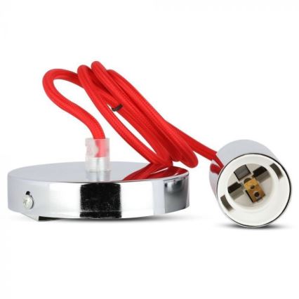 Ανάρτηση με ροζέτα και ντουί 1xE27/60W/230V κόκκινο/γυαλιστερό χρώμιο
