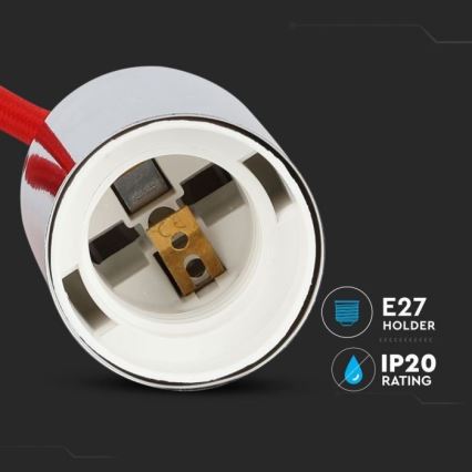 Ανάρτηση με ροζέτα και ντουί 1xE27/60W/230V κόκκινο/γυαλιστερό χρώμιο