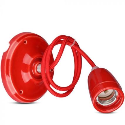 Ανάρτηση με ροζέτα και ντουί 1xE27/60W/230V κόκκινο/πορσελάνη