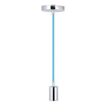 Ανάρτηση με ροζέτα και ντουί 1xE27/60W/230V μπλε/γυαλιστερό χρώμιο