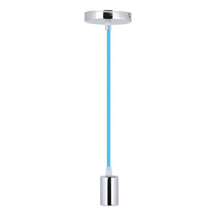 Ανάρτηση με ροζέτα και ντουί 1xE27/60W/230V μπλε/γυαλιστερό χρώμιο
