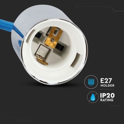 Ανάρτηση με ροζέτα και ντουί 1xE27/60W/230V μπλε/γυαλιστερό χρώμιο