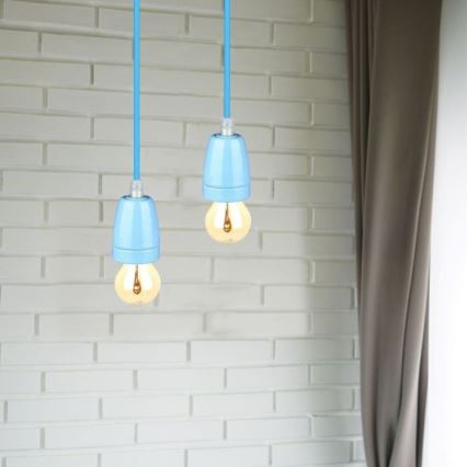 Ανάρτηση με ροζέτα και ντουί 1xE27/60W/230V μπλε/πορσελάνη