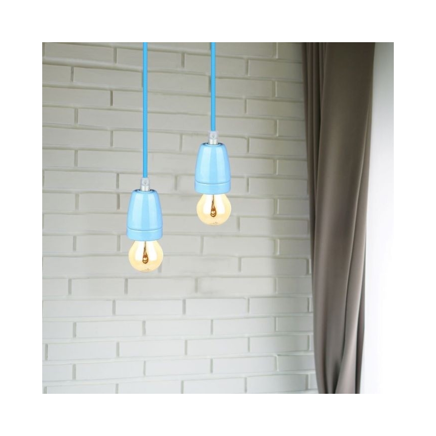 Ανάρτηση με ροζέτα και ντουί 1xE27/60W/230V μπλε/πορσελάνη