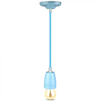 Ανάρτηση με ροζέτα και ντουί 1xE27/60W/230V μπλε/πορσελάνη