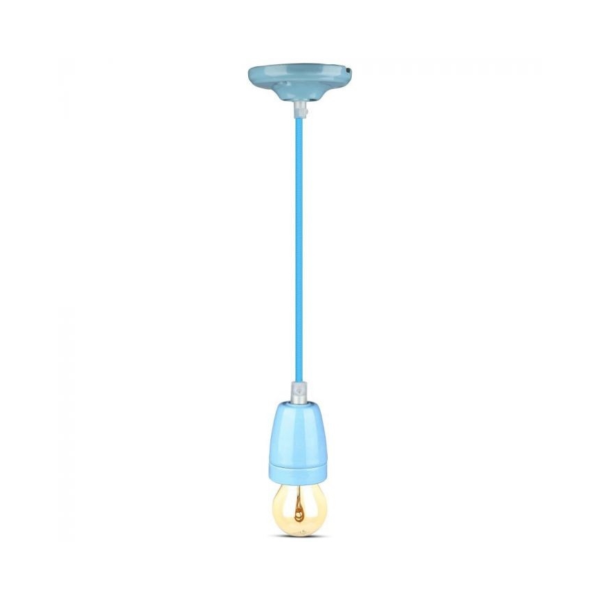 Ανάρτηση με ροζέτα και ντουί 1xE27/60W/230V μπλε/πορσελάνη