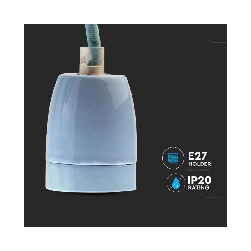 Ανάρτηση με ροζέτα και ντουί 1xE27/60W/230V μπλε/πορσελάνη