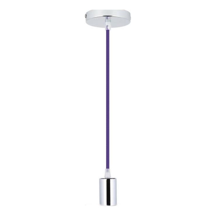 Ανάρτηση με ροζέτα και ντουί 1xE27/60W/230V μωβ/γυαλιστερό χρώμιο