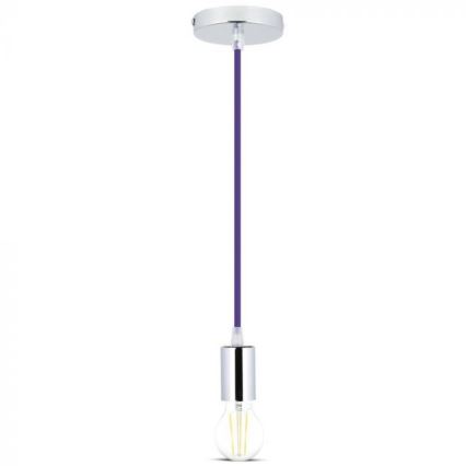 Ανάρτηση με ροζέτα και ντουί 1xE27/60W/230V μωβ/γυαλιστερό χρώμιο