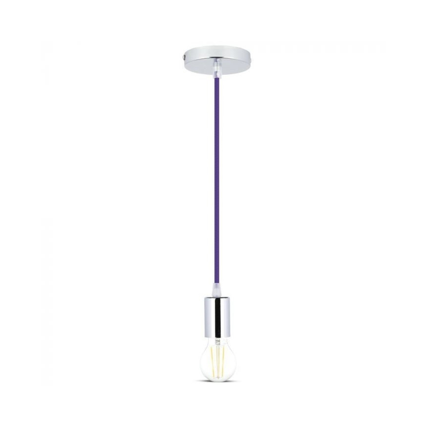 Ανάρτηση με ροζέτα και ντουί 1xE27/60W/230V μωβ/γυαλιστερό χρώμιο
