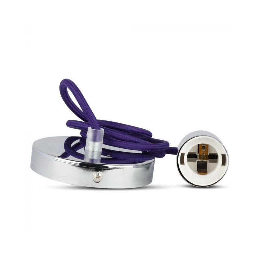 Ανάρτηση με ροζέτα και ντουί 1xE27/60W/230V μωβ/γυαλιστερό χρώμιο
