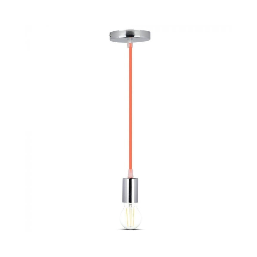 Ανάρτηση με ροζέτα και ντουί 1xE27/60W/230V πορτοκαλί/γυαλιστερό χρώμιο