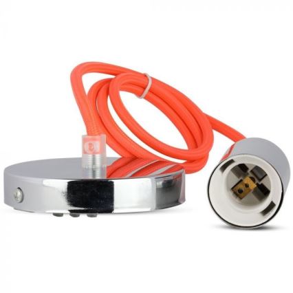 Ανάρτηση με ροζέτα και ντουί 1xE27/60W/230V πορτοκαλί/γυαλιστερό χρώμιο