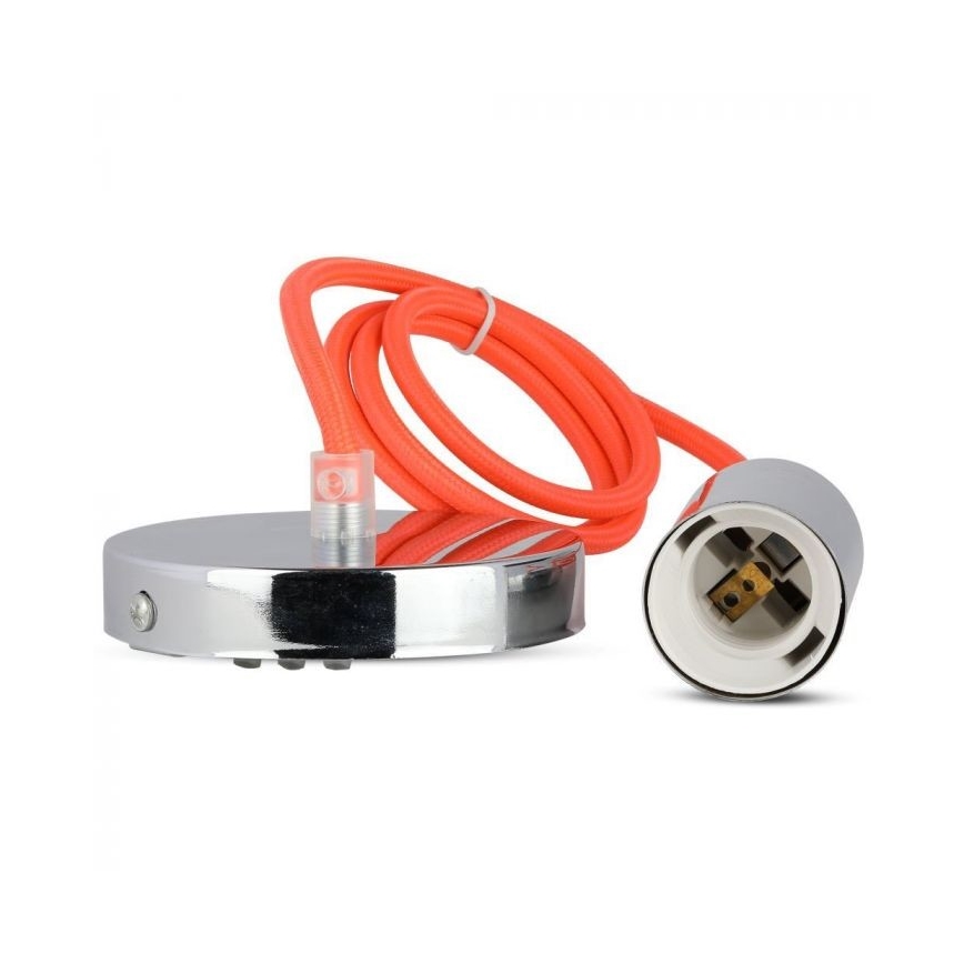 Ανάρτηση με ροζέτα και ντουί 1xE27/60W/230V πορτοκαλί/γυαλιστερό χρώμιο