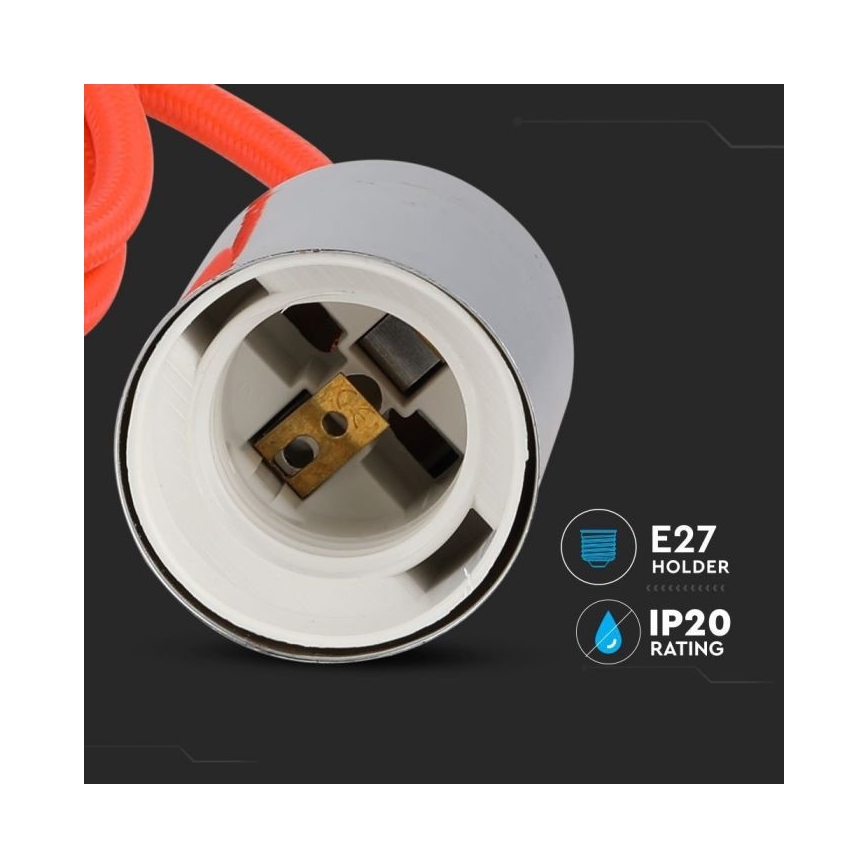 Ανάρτηση με ροζέτα και ντουί 1xE27/60W/230V πορτοκαλί/γυαλιστερό χρώμιο