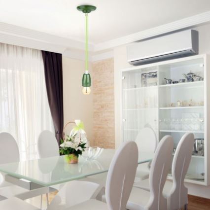 Ανάρτηση με ροζέτα και ντουί 1xE27/60W/230V πράσινο/πορσελάνη