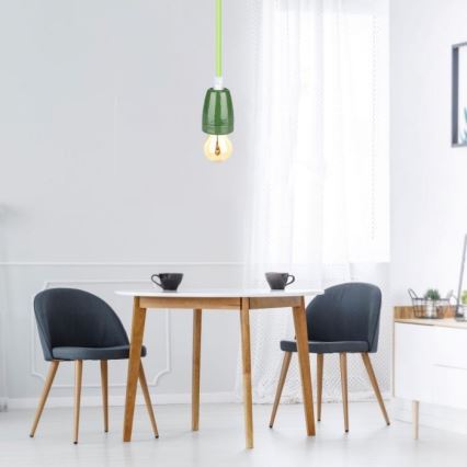 Ανάρτηση με ροζέτα και ντουί 1xE27/60W/230V πράσινο/πορσελάνη
