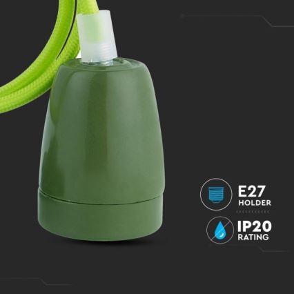 Ανάρτηση με ροζέτα και ντουί 1xE27/60W/230V πράσινο/πορσελάνη