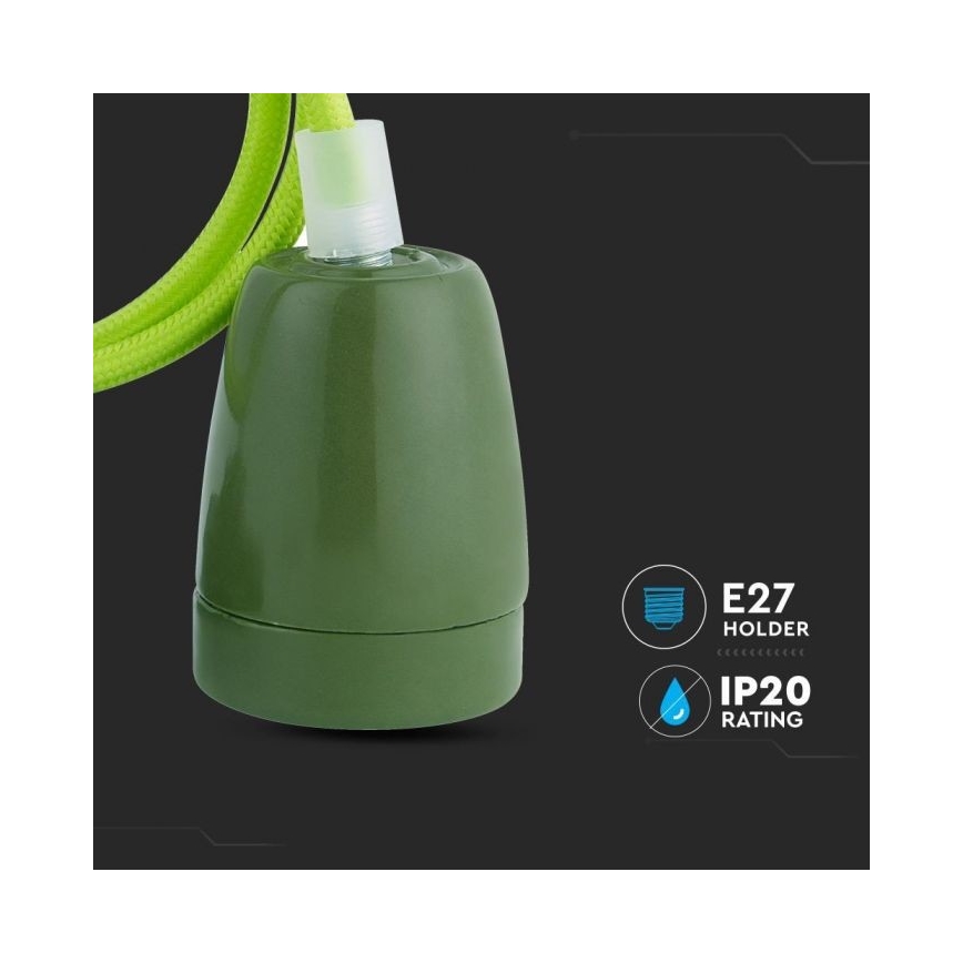 Ανάρτηση με ροζέτα και ντουί 1xE27/60W/230V πράσινο/πορσελάνη