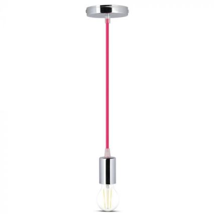 Ανάρτηση με ροζέτα και ντουί 1xE27/60W/230V σκούρο ροζ/γυαλιστερό χρώμιο