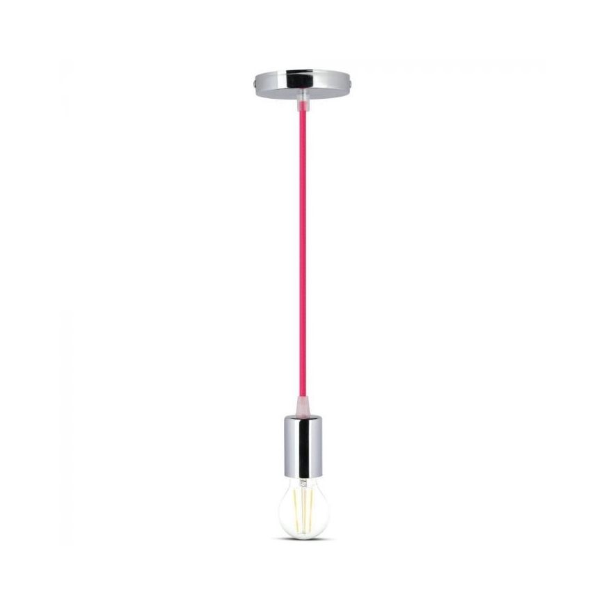 Ανάρτηση με ροζέτα και ντουί 1xE27/60W/230V σκούρο ροζ/γυαλιστερό χρώμιο
