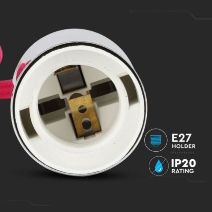 Ανάρτηση με ροζέτα και ντουί 1xE27/60W/230V σκούρο ροζ/γυαλιστερό χρώμιο