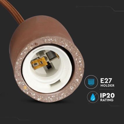 Ανάρτηση με ροζέτα και ντουί 1xE27/60W/230V τσιμέντο/καφέ
