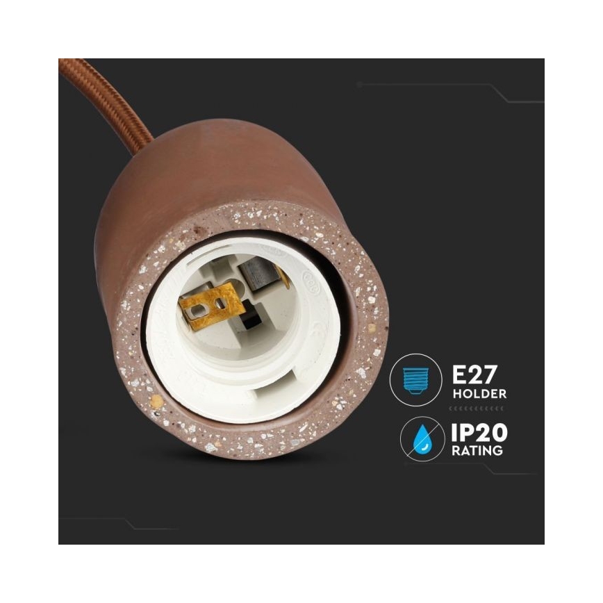 Ανάρτηση με ροζέτα και ντουί 1xE27/60W/230V τσιμέντο/καφέ