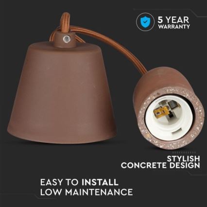 Ανάρτηση με ροζέτα και ντουί 1xE27/60W/230V τσιμέντο/καφέ