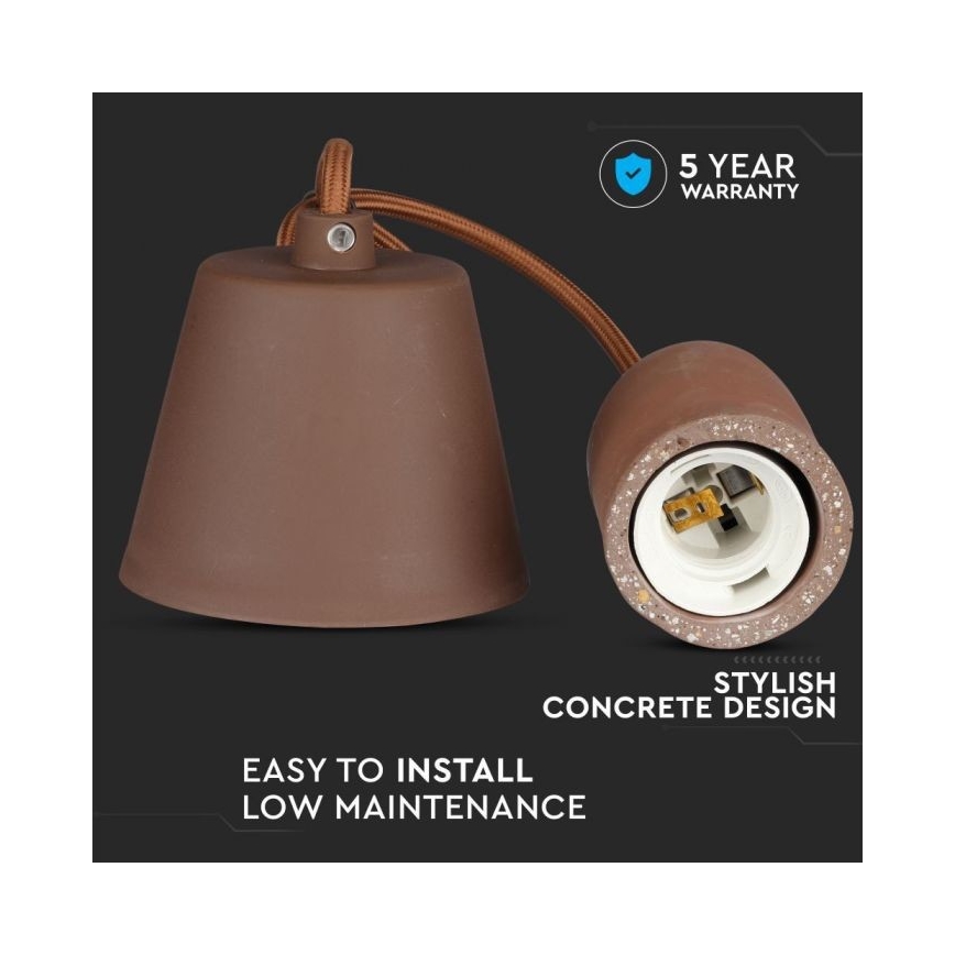 Ανάρτηση με ροζέτα και ντουί 1xE27/60W/230V τσιμέντο/καφέ