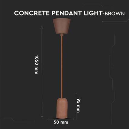 Ανάρτηση με ροζέτα και ντουί 1xE27/60W/230V τσιμέντο/καφέ