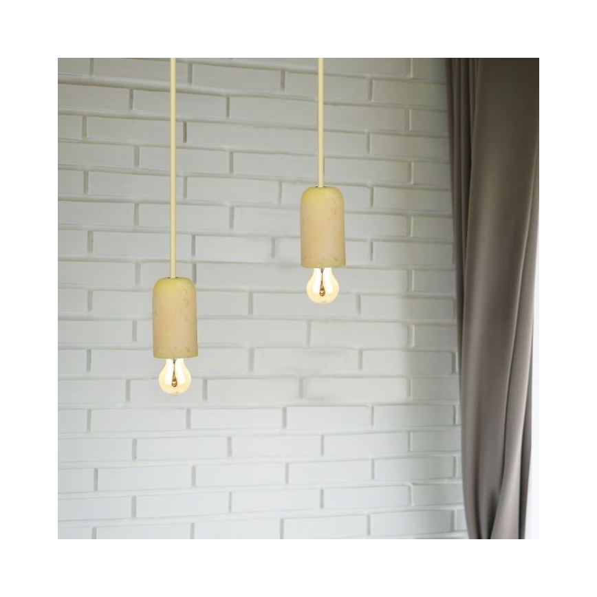 Ανάρτηση με ροζέτα και ντουί 1xE27/60W/230V τσιμέντο/κίτρινο