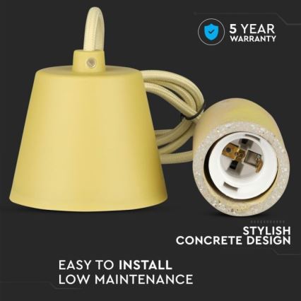 Ανάρτηση με ροζέτα και ντουί 1xE27/60W/230V τσιμέντο/κίτρινο
