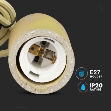 Ανάρτηση με ροζέτα και ντουί 1xE27/60W/230V τσιμέντο/κίτρινο