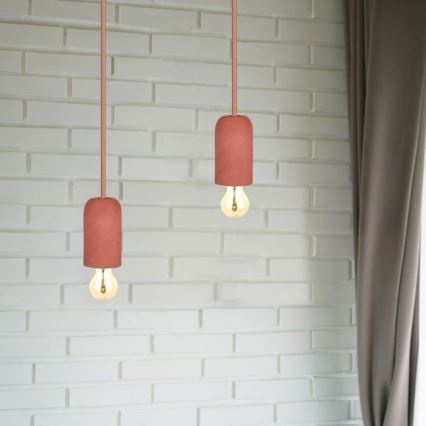 Ανάρτηση με ροζέτα και ντουί 1xE27/60W/230V τσιμέντο/κόκκινο