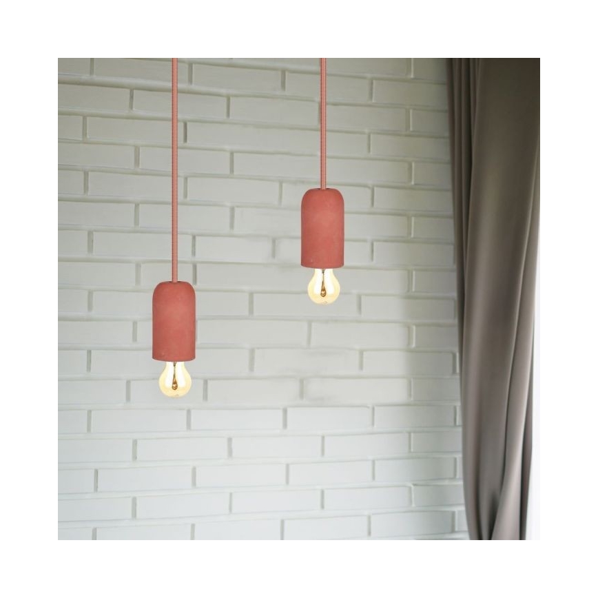 Ανάρτηση με ροζέτα και ντουί 1xE27/60W/230V τσιμέντο/κόκκινο